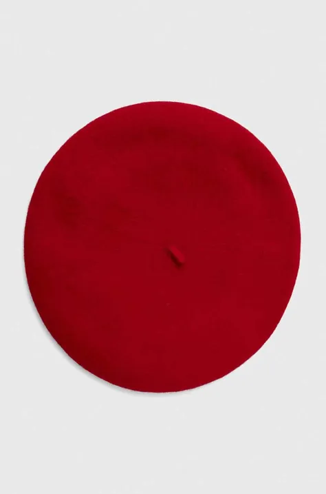United Colors of Benetton beret wełniany kolor czerwony wełniany