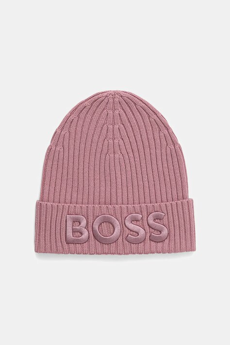 BOSS czapka wełniana kolor różowy 50497815