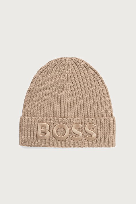 BOSS Čiapka beanie dámska vlnená Lara_hat béžová 50497815