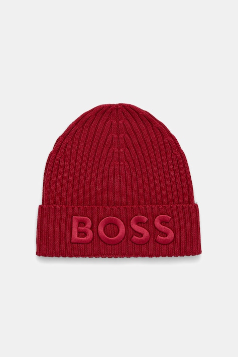 Vlnená čiapka BOSS čierna farba, 50497815