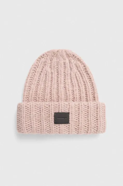 Вовняна шапка AllSaints колір рожевий вовна