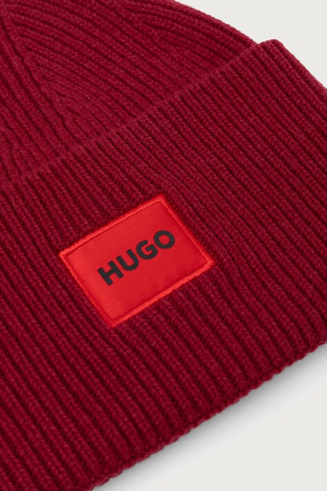 HUGO Czapka damska z wełną Saffa_hat czerwona 50502579