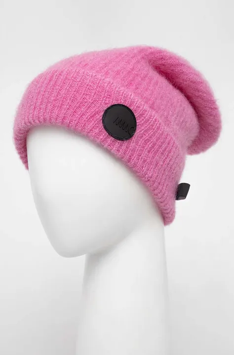 Шерстяная шапка MMC STUDIO цвет розовый из толстого трикотажа шерсть