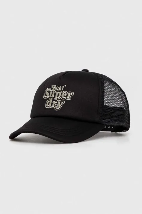Kapa s šiltom Superdry črna barva