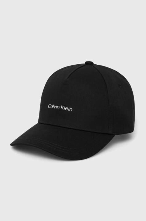 Calvin Klein czapka z daszkiem bawełniana kolor czarny gładka K60K610525