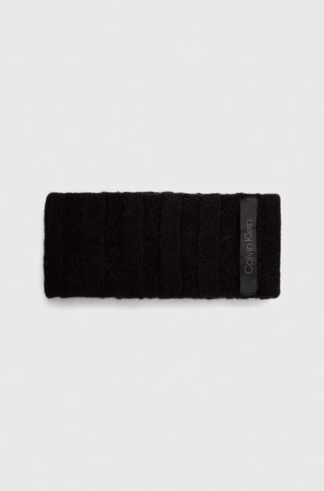 Traka s primjesom vune Calvin Klein boja: crna