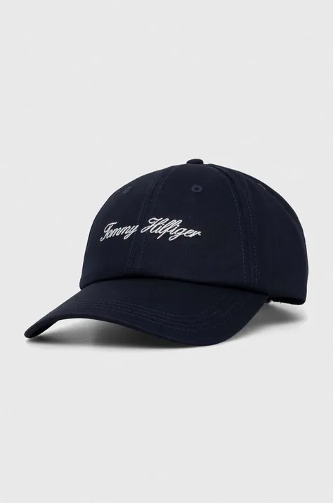 Хлопковая кепка Tommy Hilfiger цвет синий с аппликацией