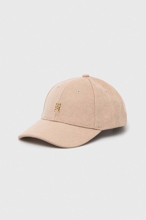 Šiltovka Tommy Hilfiger béžová farba, jednofarebná