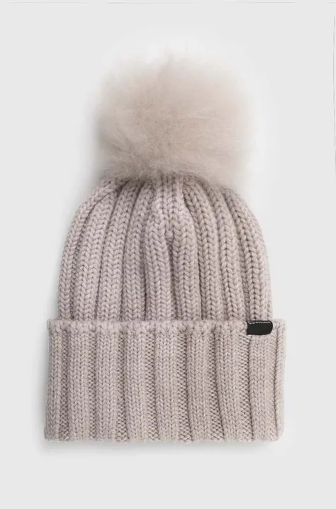 Вовняна шапка Woolrich колір бежевий вовна