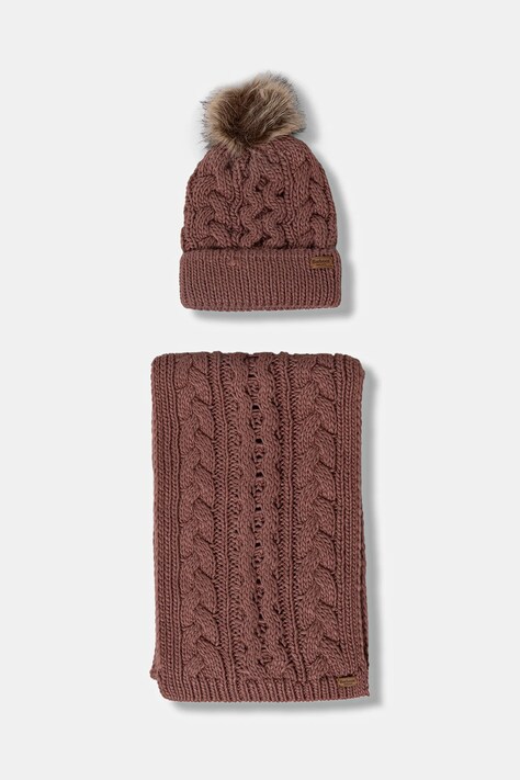 Barbour czapka i szalik kolor różowy
