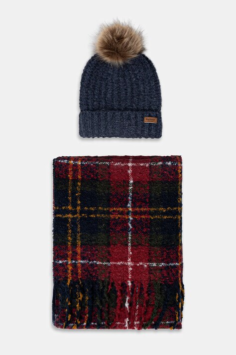 Barbour czapka i szalik kolor granatowy LGS0077