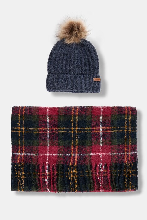 Σκούφος και κασκόλ Barbour χρώμα: μπεζ, LGS0077