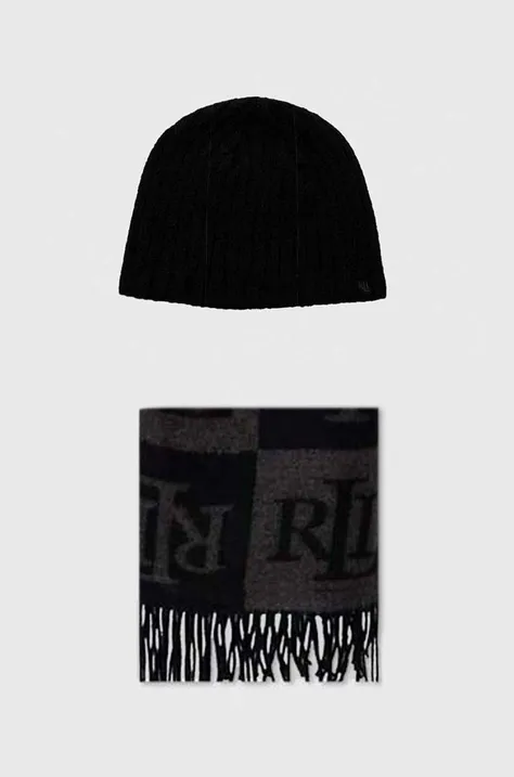 Шапка и шарф Lauren Ralph Lauren цвет чёрный