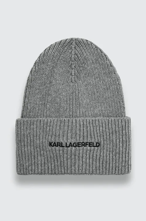 Kapa s dodatkom kašmira Karl Lagerfeld boja: siva, od tanke pletenine