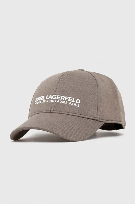 Karl Lagerfeld czapka z daszkiem kolor beżowy z aplikacją