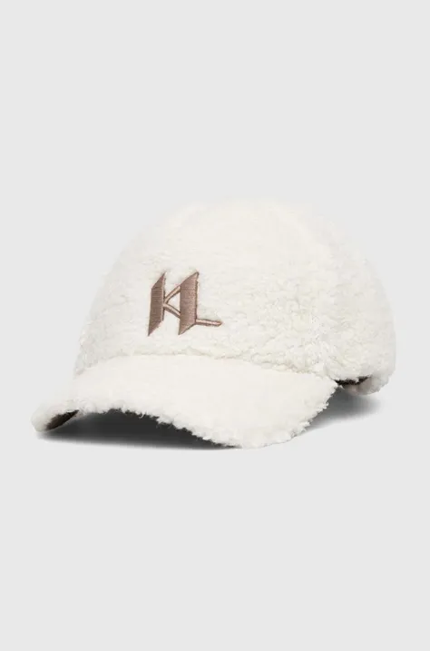 Karl Lagerfeld czapka z daszkiem kolor biały z aplikacją
