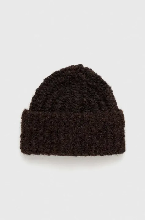 Вовняна шапка Lovechild колір коричневий з товстого трикотажу вовна