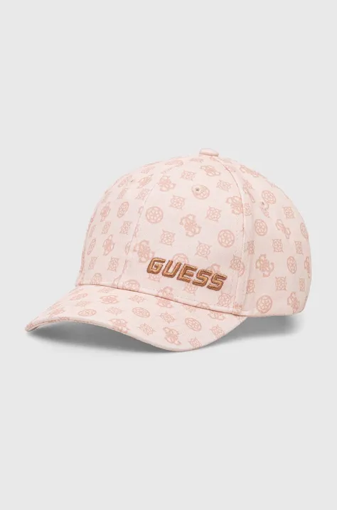 Бавовняна кепка Guess колір рожевий візерунок