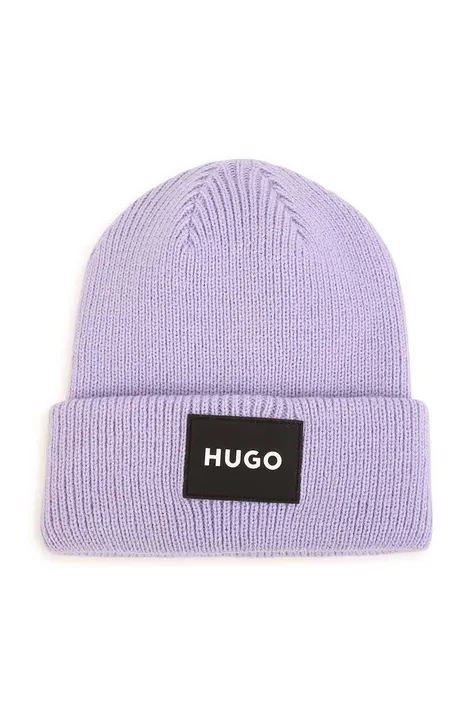 Παιδικός σκούφος HUGO χρώμα: μοβ