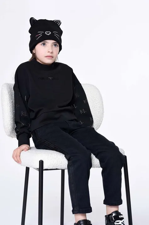 Дитяча шапка Karl Lagerfeld колір чорний з тонкого трикотажу