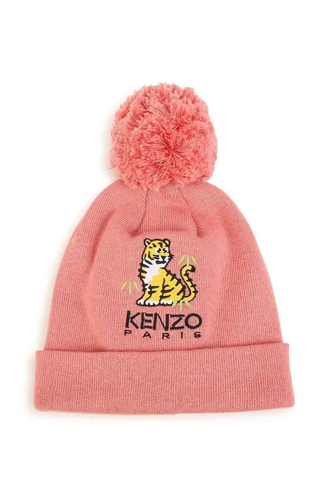 Дитяча шапка з домішкою кашеміру Kenzo Kids колір рожевий