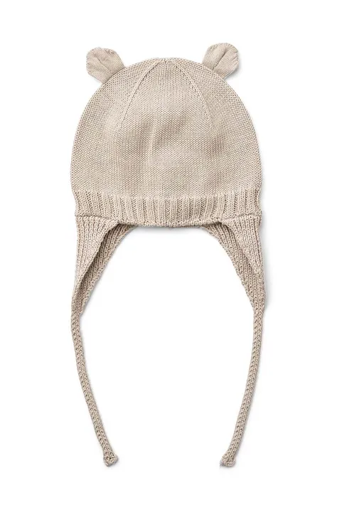 Pamučna kapa za bebe Liewood boja: bež, od tanke pletenine, pamučna