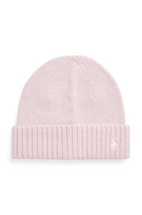 Παιδικό μάλλινο καπέλο Polo Ralph Lauren χρώμα: ροζ