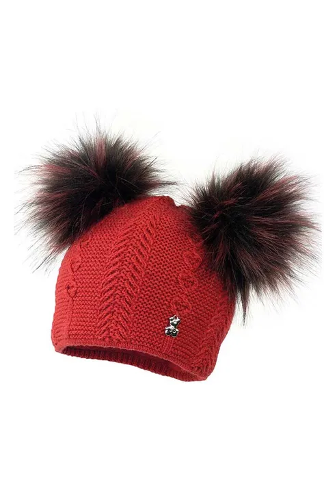 Дитяча шапка з домішкою вовни Jamiks колір червоний