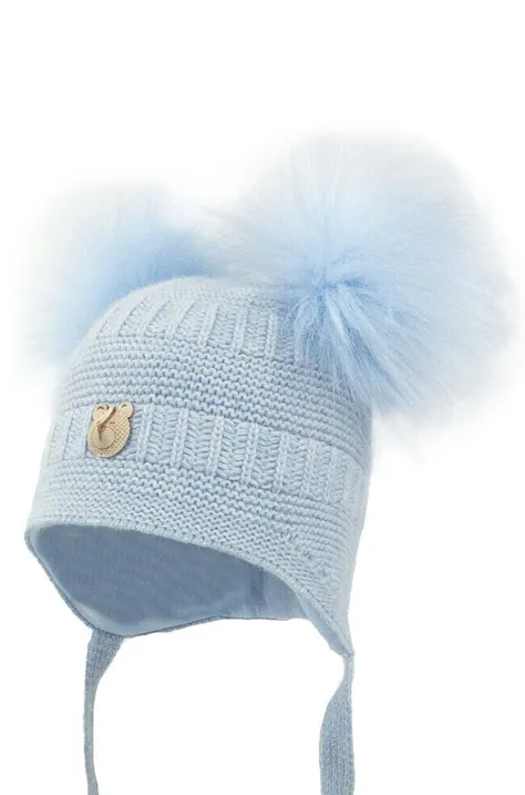 Jamiks czapka z domieszką wełny dziecięca kolor niebieski