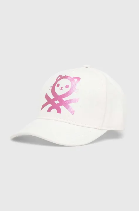 Παιδικό βαμβακερό καπέλο μπέιζμπολ United Colors of Benetton χρώμα: άσπρο