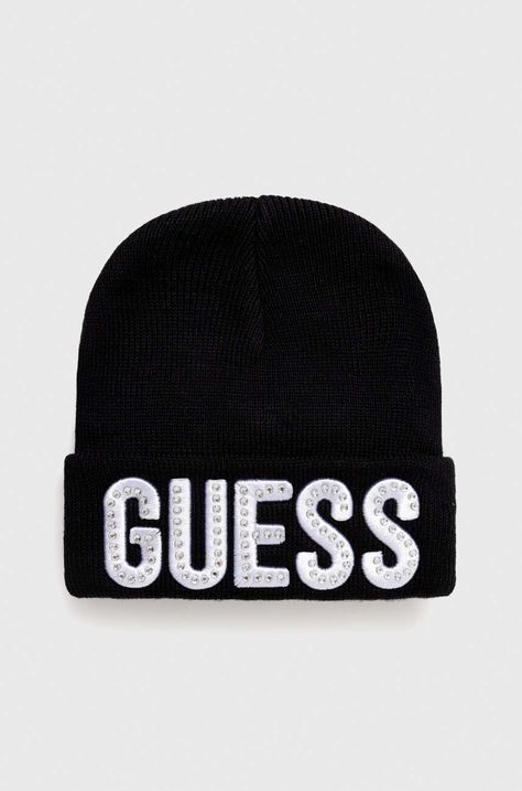 Παιδικός σκούφος Guess χρώμα: μαύρο