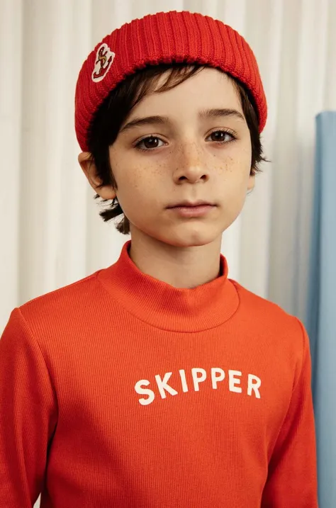 Дитяча бавовняна шапка Mini Rodini колір червоний з бавовни
