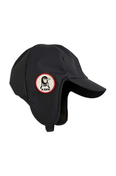 Mini Rodini czapka z daszkiem dziecięca kolor czarny z aplikacją
