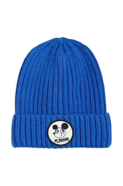 Detská vlnená čiapka Mini Rodini tmavomodrá farba biela, vlnená
