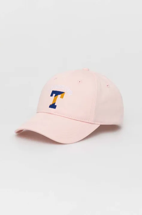 Pamučna kapa sa šiltom za bebe Tommy Hilfiger boja: ružičasta, s aplikacijom
