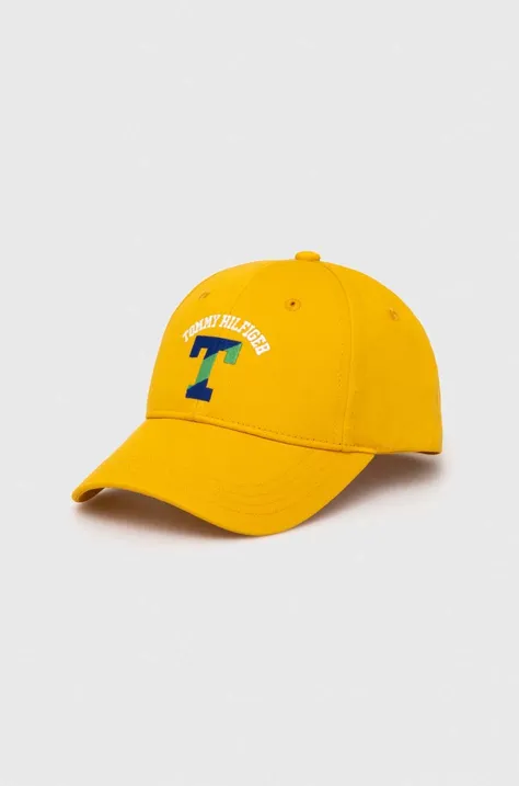 Παιδικό βαμβακερό καπέλο μπέιζμπολ Tommy Hilfiger χρώμα: πορτοκαλί