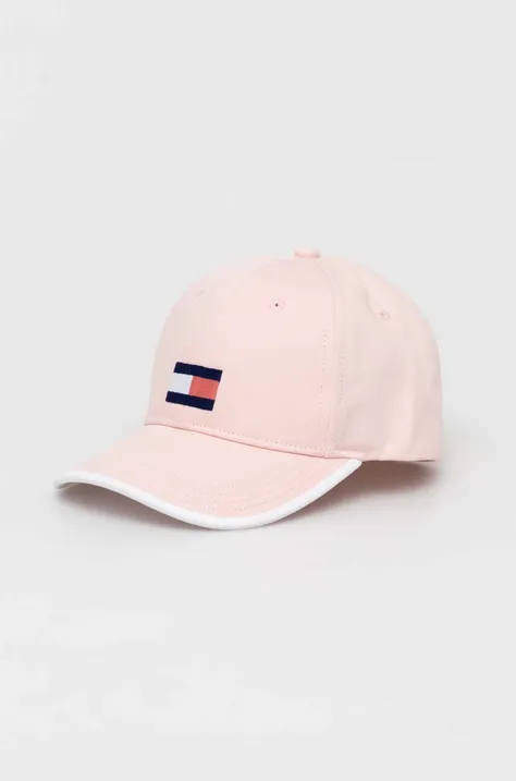 Παιδικό βαμβακερό καπέλο μπέιζμπολ Tommy Hilfiger χρώμα: ροζ