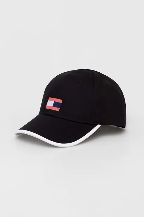 Παιδικό βαμβακερό καπέλο μπέιζμπολ Tommy Hilfiger χρώμα: μαύρο
