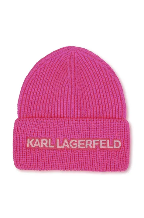 Детская шапка Karl Lagerfeld цвет фиолетовый из толстого трикотажа