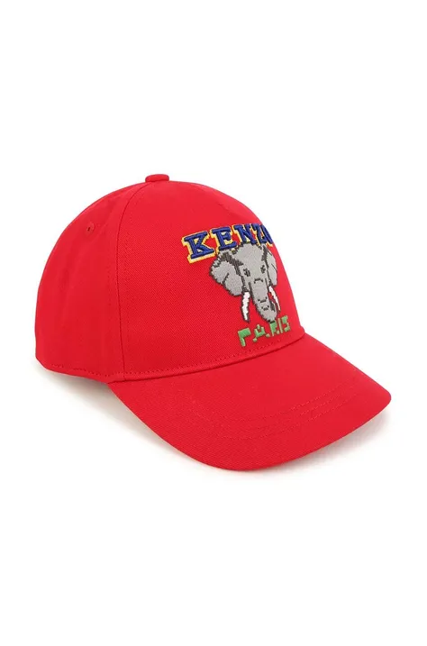 Otroška bombažna bejzbolska kapa Kenzo Kids rdeča barva