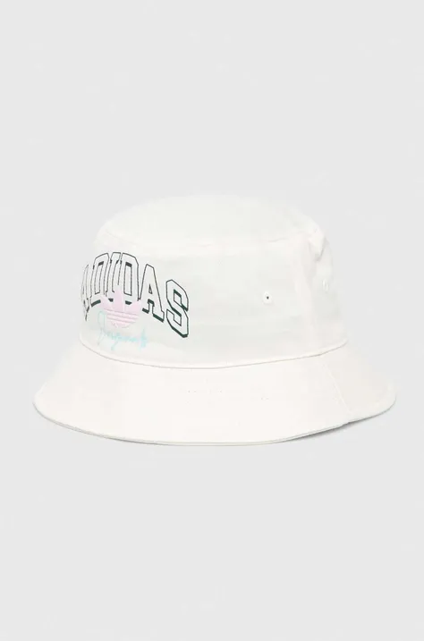 Otroški bombažni klobuk adidas Originals bela barva