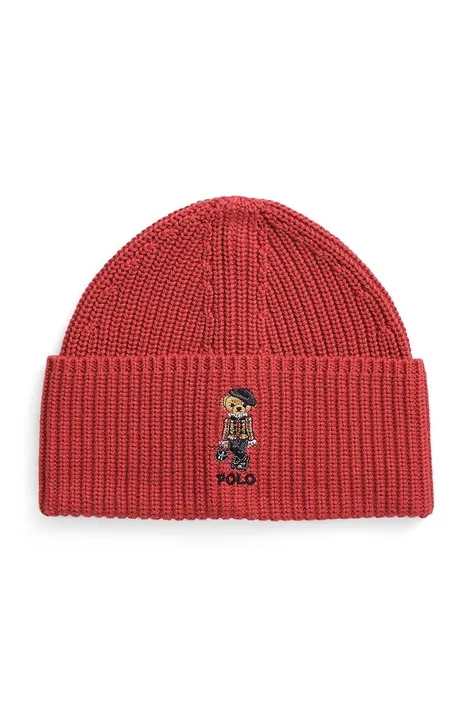 Polo Ralph Lauren czapka bawełniana dziecięca kolor czerwony bawełniana