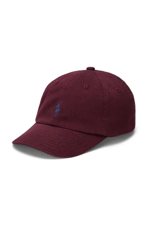 Детская хлопковая шапка Polo Ralph Lauren цвет бордовый однотонная