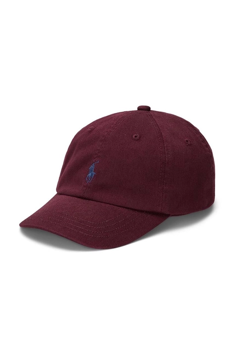 Polo Ralph Lauren caciula de bumbac pentru copii culoarea bordo, neted