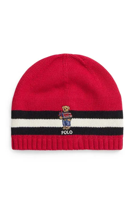 Pamučna kapa za djecu Polo Ralph Lauren boja: crvena, od tanke pletenine