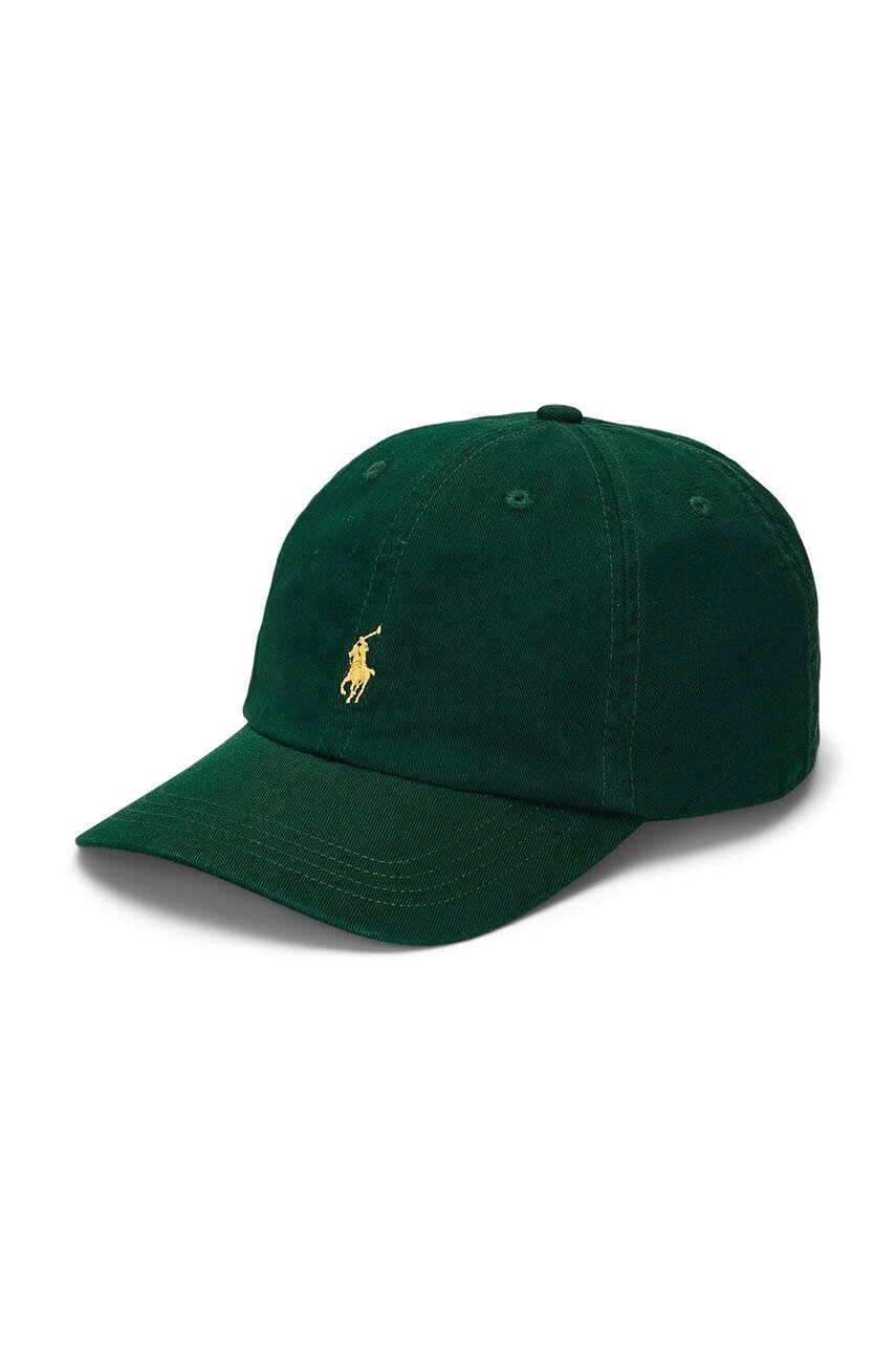 Polo Ralph Lauren czapka z daszkiem bawełniana dziecięca kolor zielony z aplikacją