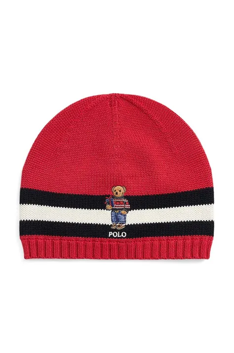 Polo Ralph Lauren caciula de bumbac pentru copii culoarea rosu