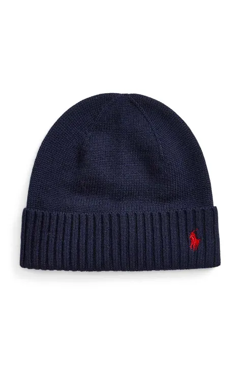 Παιδικό μάλλινο καπέλο Polo Ralph Lauren χρώμα: ναυτικό μπλε