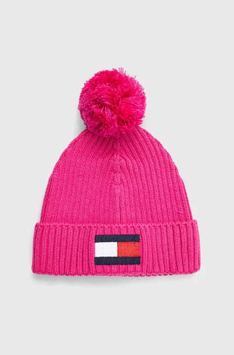 Дитяча шапка Tommy Hilfiger колір рожевий