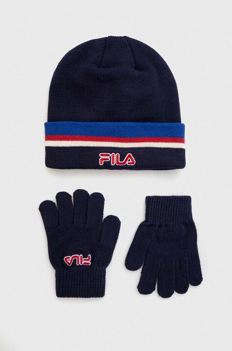 Детски шапка и ръкавици Fila BEREA Set beanies & Gloves в тъмносиньо
